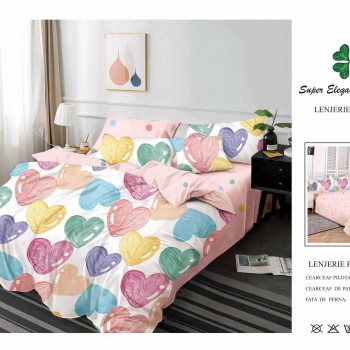 Lenjerie de pat 6 piese bumbac finet PUCIOASA COD BFP455 Lenjerie de pat 6 piese bumbac finet PUCIOASA COD BFP455
