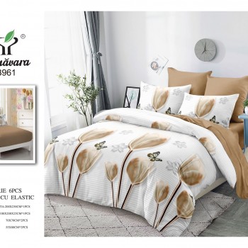 Lenjerii de pat finet gros 6 piese  Cearceaf cu elastic BBF274 Lenjerii de pat finet gros 6 piese  Cearceaf cu elastic BBF274