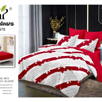  Lenjerii de pat finet gros 6 piese Cerarceaf cu Elastic ABF661