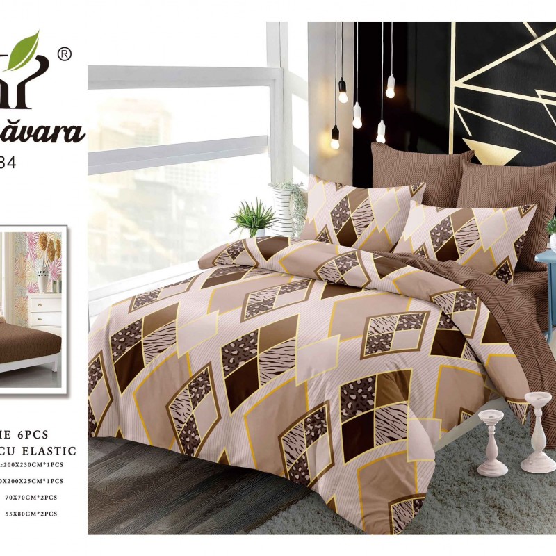 Lenjerii de pat finet gros 6 piese Cerarceaf cu Elastic ABF658 Lenjerii de pat finet gros 6 piese Cerarceaf cu Elastic ABF658
