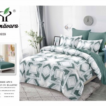 Lenjerii de pat finet gros 6 piese Cerarceaf cu Elastic ABF657  Lenjerii de pat finet gros 6 piese Cerarceaf cu Elastic ABF657