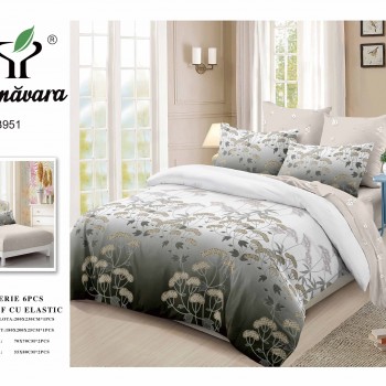 Lenjerii de pat finet gros 6 piese Cerarceaf cu Elastic ABF653  Lenjerii de pat finet gros 6 piese Cerarceaf cu Elastic ABF653