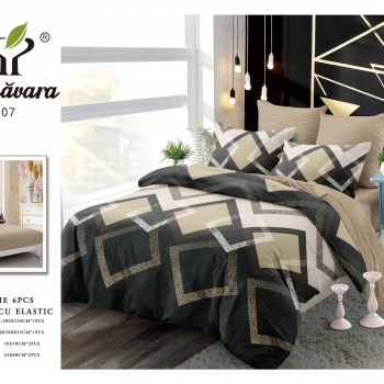  Lenjerii de pat finet gros 6 piese Cerarceaf cu Elastic ABF648