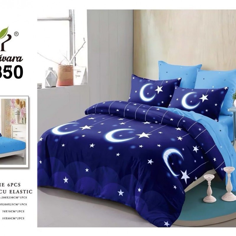  Lenjerii de pat finet gros 6 piese Cerarceaf cu Elastic ABF647