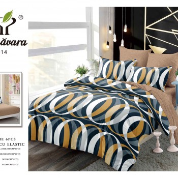 Lenjerii de pat finet gros 6 piese Cerarceaf cu Elastic ABF644  Lenjerii de pat finet gros 6 piese Cerarceaf cu Elastic ABF644