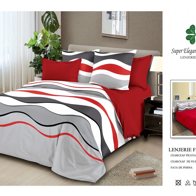 Lenjerie de pat 6 piese bumbac finet PUCIOASA COD BFP110