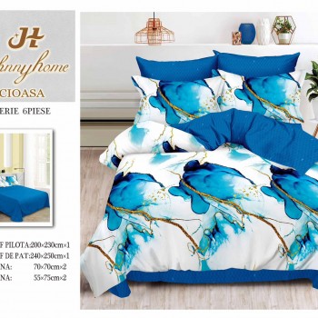 Lenjerie de pat 6 piese bumbac finet PUCIOASA COD BFP124 Lenjerie de pat 6 piese bumbac finet PUCIOASA COD BFP124