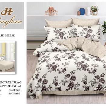 Lenjerie de pat 6 piese bumbac finet PUCIOASA COD BFP129 Lenjerie de pat 6 piese bumbac finet PUCIOASA COD BFP129
