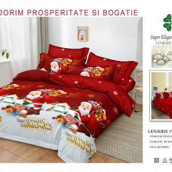Lenjerii de pat finet gros 6 piese model craciun COD CHR11
