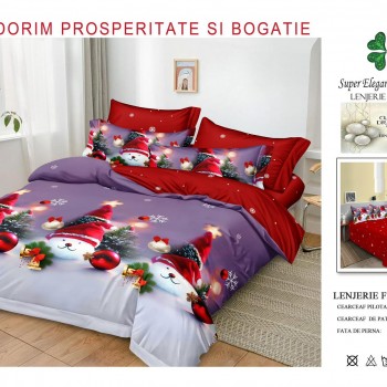 Lenjerii de pat finet gros 6 piese model craciun COD CHR23