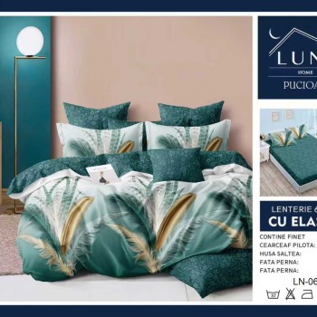  Lenjerii de pat finet gros 6 piese Cearceaf cu Elastic LN060