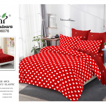  Lenjerii de pat finet gros 6 piese Cerarceaf cu Elastic COD ABF334