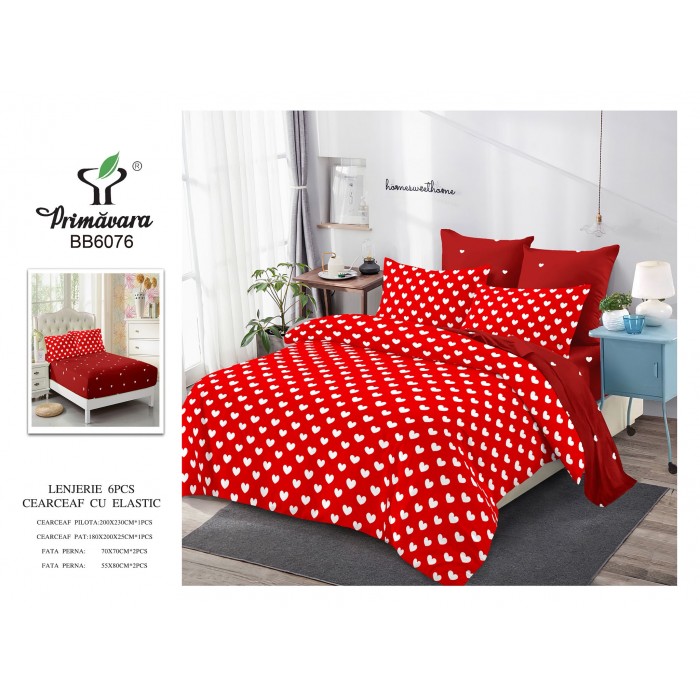  Lenjerii de pat finet gros 6 piese Cerarceaf cu Elastic COD ABF334