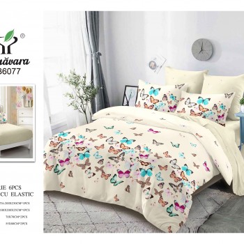 Lenjerii de pat finet gros 6 piese Cerarceaf cu Elastic COD ABF335  Lenjerii de pat finet gros 6 piese Cerarceaf cu Elastic COD ABF335