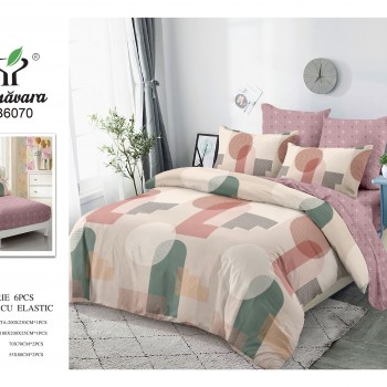 Lenjerii de pat finet gros 6 piese Cerarceaf cu Elastic COD ABF340  Lenjerii de pat finet gros 6 piese Cerarceaf cu Elastic COD ABF340