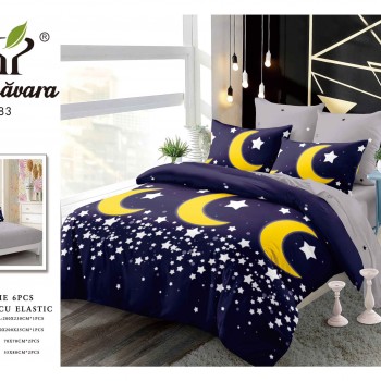 Lenjerii de pat finet gros 6 piese Cerarceaf cu Elastic ABF640  Lenjerii de pat finet gros 6 piese Cerarceaf cu Elastic ABF640