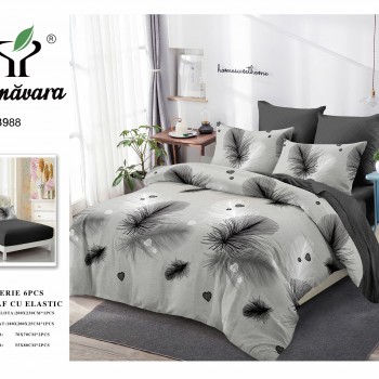  Lenjerii de pat finet gros 6 piese Cerarceaf cu Elastic ABF619