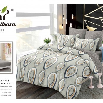 Lenjerii de pat finet gros 6 piese Cerarceaf cu Elastic ABF612  Lenjerii de pat finet gros 6 piese Cerarceaf cu Elastic ABF612