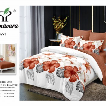 Lenjerii de pat finet gros 6 piese Cerarceaf cu Elastic ABF610  Lenjerii de pat finet gros 6 piese Cerarceaf cu Elastic ABF610