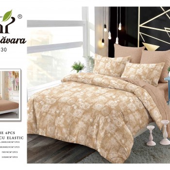  Lenjerii de pat finet gros 6 piese Cerarceaf cu Elastic COD ABF515