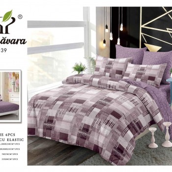 Lenjerii de pat finet gros 6 piese Cerarceaf cu Elastic COD ABF461  Lenjerii de pat finet gros 6 piese Cerarceaf cu Elastic COD ABF461