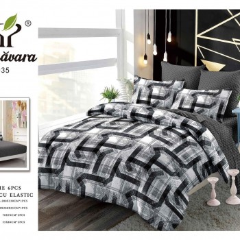  Lenjerii de pat finet gros 6 piese Cerarceaf cu Elastic COD ABF463