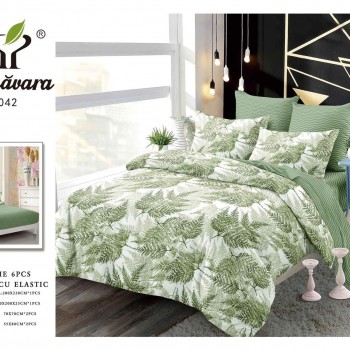 Lenjerii de pat finet gros 6 piese Cerarceaf cu Elastic COD ABF464  Lenjerii de pat finet gros 6 piese Cerarceaf cu Elastic COD ABF464