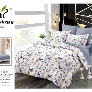  Lenjerii de pat finet gros 6 piese Cerarceaf cu Elastic COD ABF465