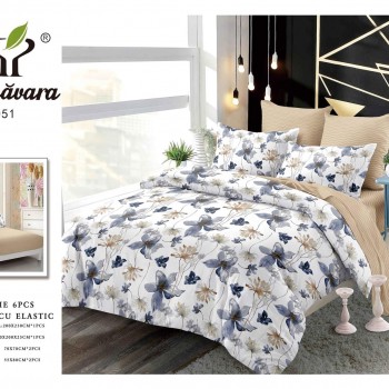  Lenjerii de pat finet gros 6 piese Cerarceaf cu Elastic COD ABF469