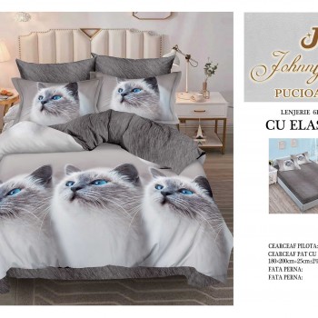  Lenjerii de pat finet gros 6 piese Cerarceaf cu Elastic COD ABF497