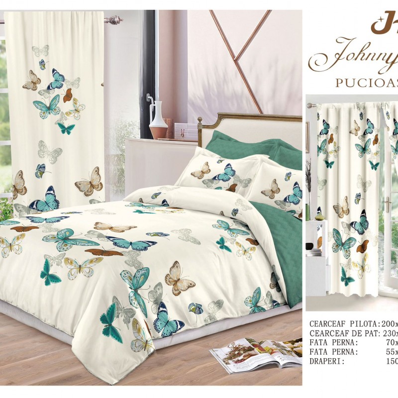 Lenjerie de pat finet+draperii COD DRA01