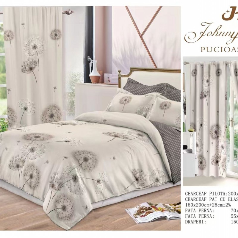 Lenjerie de pat finet+draperii COD DRA02