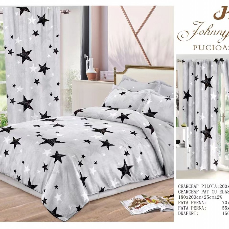 Lenjerie de pat finet+draperii COD DRA03