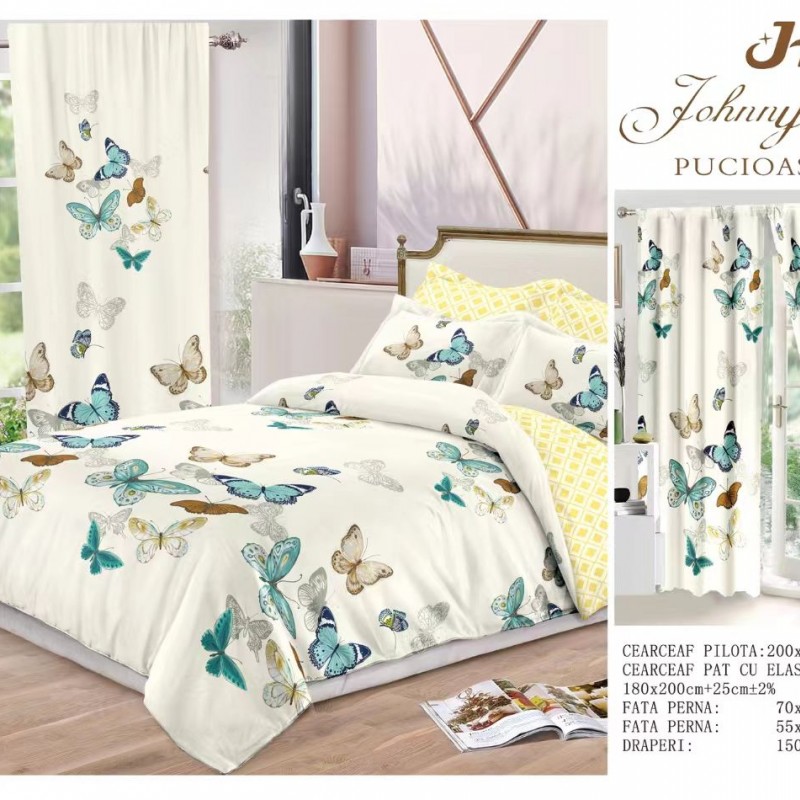Lenjerie de pat finet+draperii COD DRA05