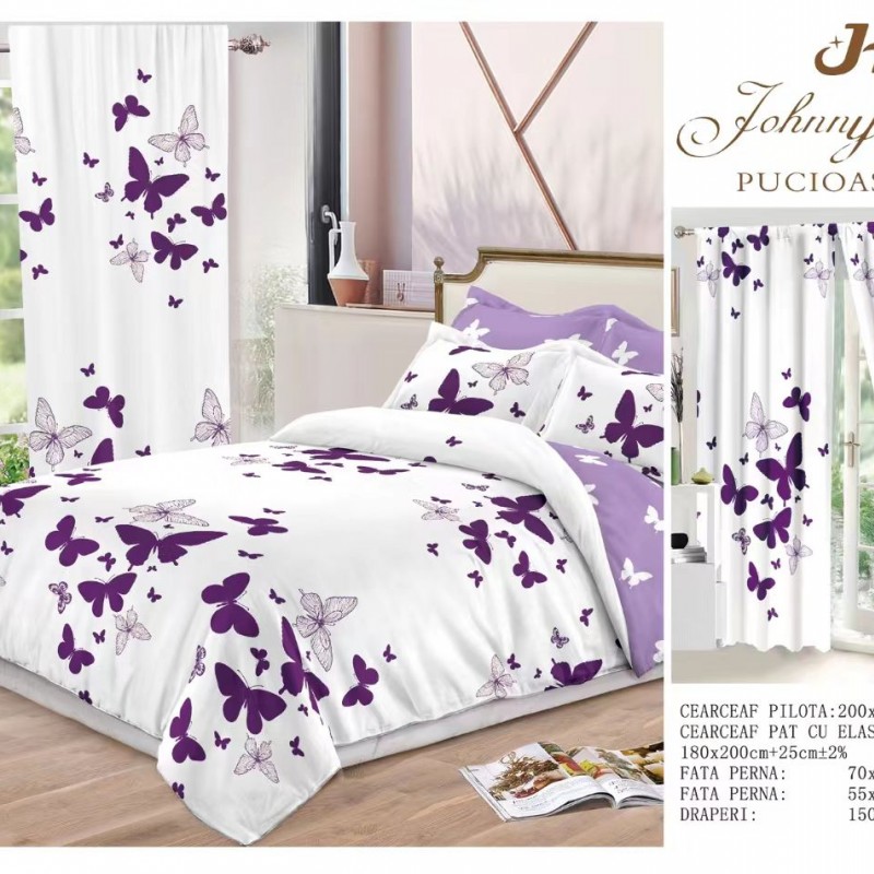 Lenjerie de pat finet+draperii COD DRA06