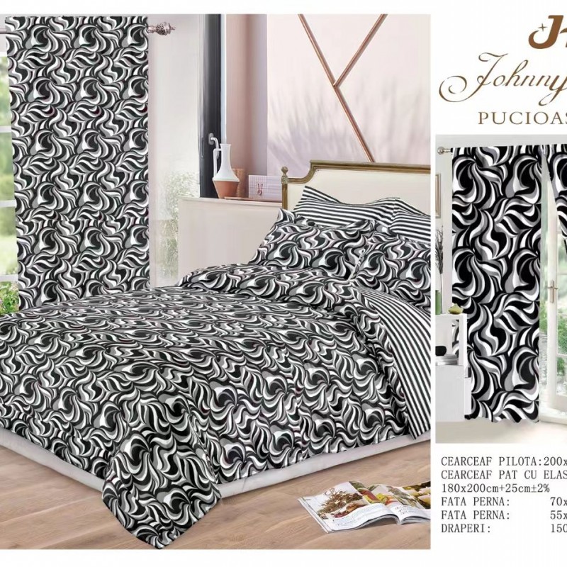 Lenjerie de pat finet+draperii COD DRA10