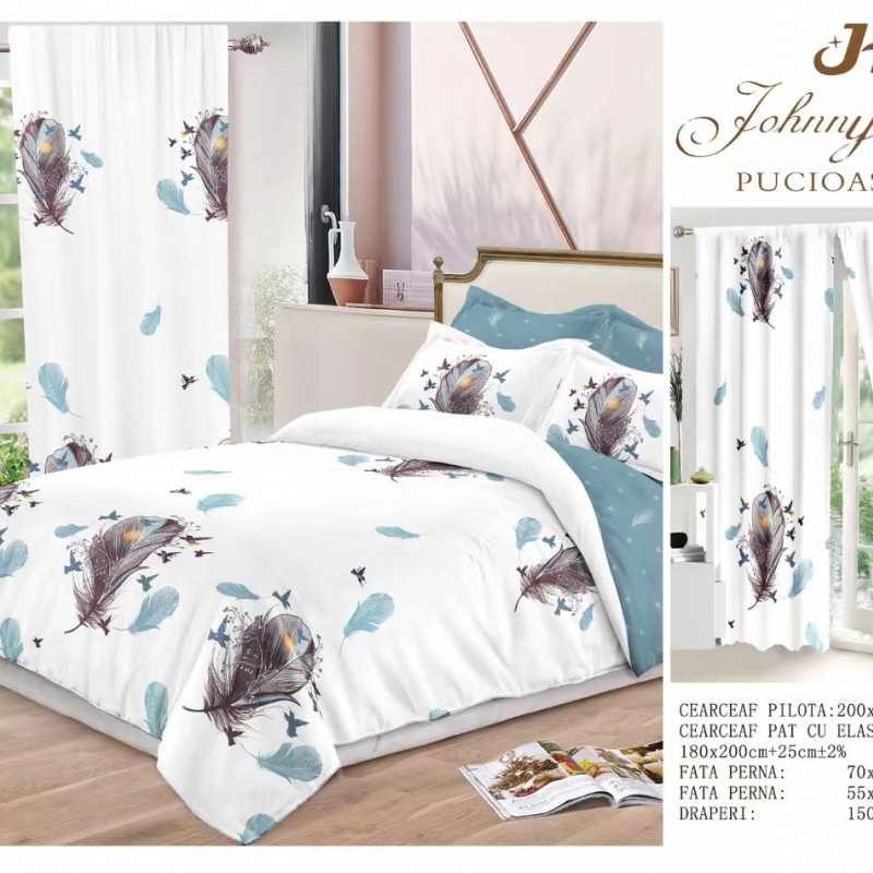 Lenjerie de pat finet+draperii COD DRA11