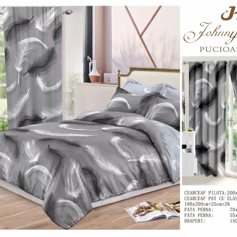Lenjerie de pat finet+draperii COD DRA13