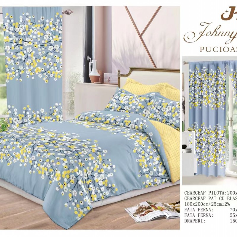 Lenjerie de pat finet+draperii COD DRA14