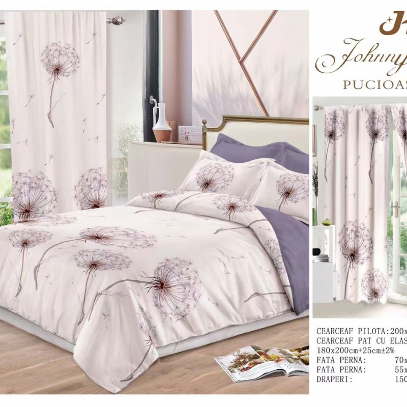Lenjerie de pat finet+draperii COD DRA17