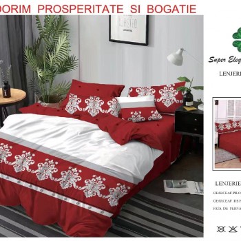Lenjerie de pat 6 piese bumbac finet PUCIOASA COD BFP177 Lenjerie de pat 6 piese bumbac finet PUCIOASA COD BFP177