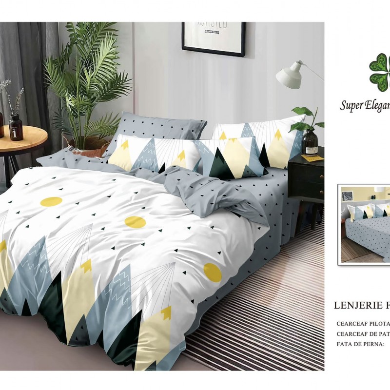 Lenjerie de pat 6 piese bumbac finet PUCIOASA COD BFP181 Lenjerie de pat 6 piese bumbac finet PUCIOASA COD BFP181