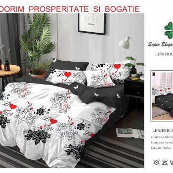 Lenjerie de pat 6 piese bumbac finet PUCIOASA COD BFP194 Lenjerie de pat 6 piese bumbac finet PUCIOASA COD BFP194