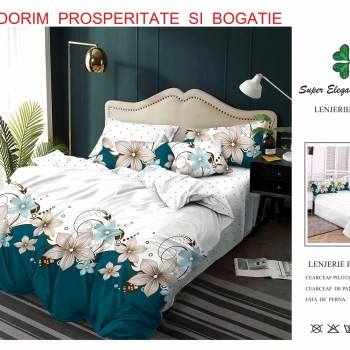 Lenjerie de pat 6 piese bumbac finet PUCIOASA COD BFP197 Lenjerie de pat 6 piese bumbac finet PUCIOASA COD BFP197