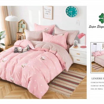 Lenjerie de pat 6 piese bumbac finet PUCIOASA COD BFP223 Lenjerie de pat 6 piese bumbac finet PUCIOASA COD BFP223