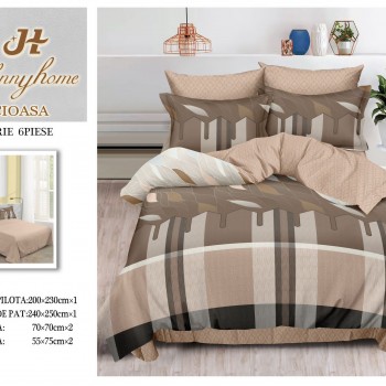 Lenjerie de pat 6 piese bumbac finet PUCIOASA COD BFP237 Lenjerie de pat 6 piese bumbac finet PUCIOASA COD BFP237