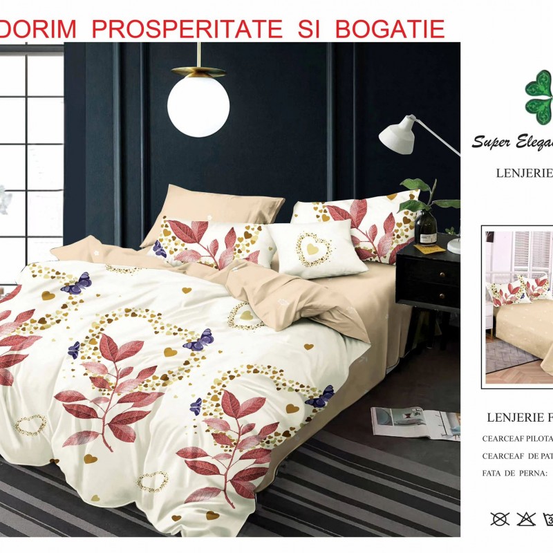 Lenjerie de pat 6 piese bumbac finet PUCIOASA COD BFP249