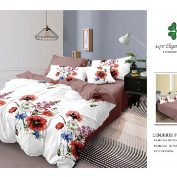 Lenjerie de pat 6 piese bumbac finet PUCIOASA COD BFP252 Lenjerie de pat 6 piese bumbac finet PUCIOASA COD BFP252