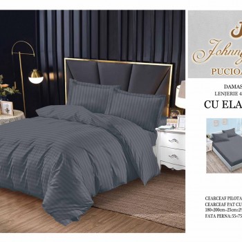 Lenjerie de pat damasc cu elastic COD DDE01 Lenjerie de pat damasc cu elastic COD DDE01