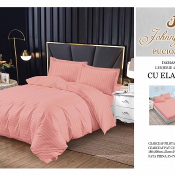 Lenjerie de pat damasc cu elastic COD DDE06